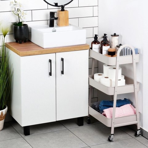 Storage Solutions Regał na Kółkach Metalowy Łazienkowy Beżowy 3Poziomowy ORION 44x31,5x78,5cm