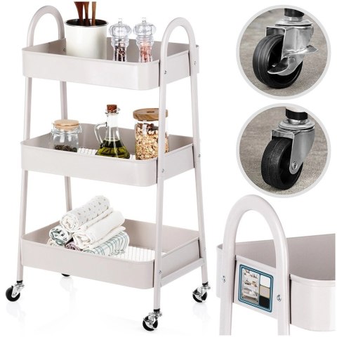 Storage Solutions Regał na Kółkach Metalowy Łazienkowy Beżowy 3Poziomowy ORION 44x31,5x78,5cm