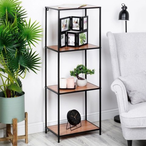 Trends4You Regał Metalowy Wolnostojący Dekoracyjny Czarny ORION 46x30x130 cm