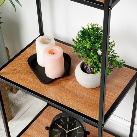 Trends4You Regał Metalowy Wolnostojący Dekoracyjny Czarny ORION 46x30x130 cm