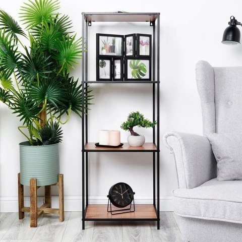 Trends4You Regał Metalowy Wolnostojący Dekoracyjny Czarny ORION 46x30x130 cm