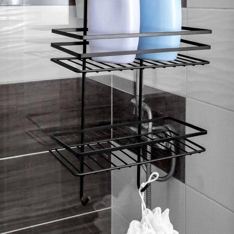 Vilde Półka Łazienkowa Zawieszana na Kabinę Szybę Czarna VILDE 78,5 x 25 x 20 cm