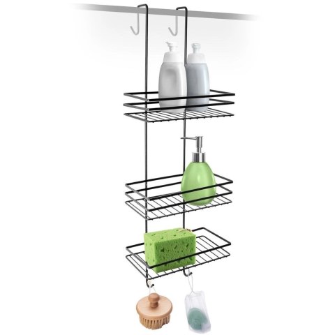 Vilde Półka Łazienkowa Zawieszana na Kabinę Szybę Czarna VILDE 78,5 x 25 x 20 cm