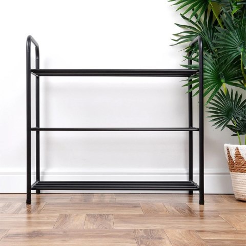 Vilde Półka Regał na Buty 3-Poziomowy Metalowy Czarny Solidny VILDE 63x28x60 cm
