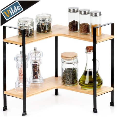 Vilde Półka kuchenna drewniana narożna 2-poziomowa 29,5x29,5x33,5 cm