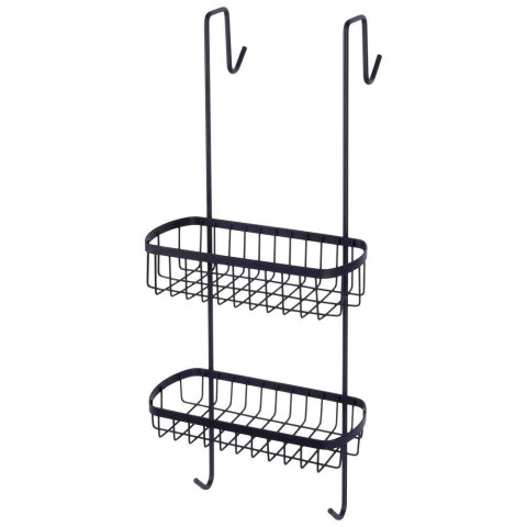 Vilde Półka pod Prysznic Zawieszana Metalowa Czarna Solidna VILDE 22x19x54,5 cm