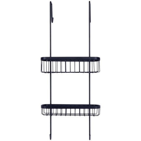 Vilde Półka pod Prysznic Zawieszana Metalowa Czarna Solidna VILDE 22x19x54,5 cm