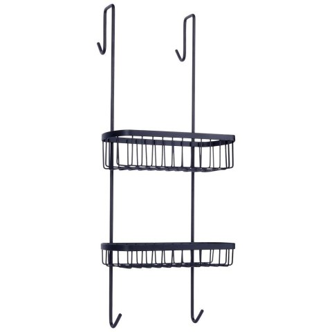Vilde Półka pod Prysznic Zawieszana Metalowa Czarna Solidna VILDE 22x19x54,5 cm