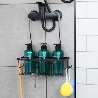 Vilde Półka pod Prysznic Zawieszana Metalowa Czarna Solidna VILDE 33,5x12,5x38 cm