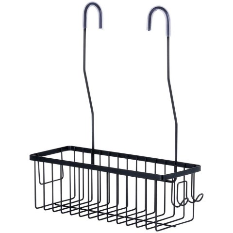 Vilde Półka pod Prysznic Zawieszana Metalowa Czarna Solidna VILDE 33,5x12,5x38 cm