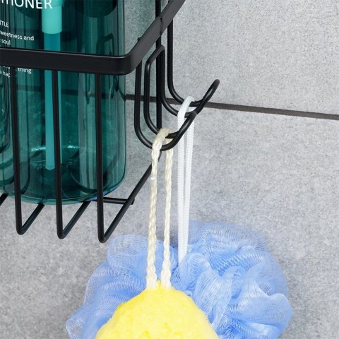 Vilde Półka pod Prysznic Zawieszana Metalowa Czarna Solidna VILDE 33,5x12,5x38 cm