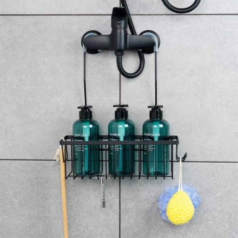 Vilde Półka pod Prysznic Zawieszana Metalowa Czarna Solidna VILDE 33,5x12,5x38 cm