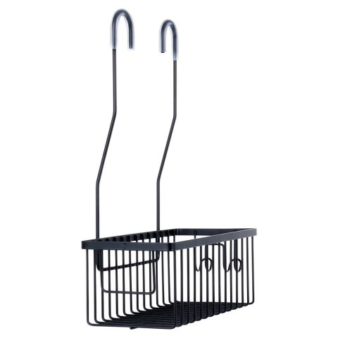 Vilde Półka pod Prysznic Zawieszana Metalowa Czarna Solidna VILDE 33,5x12,5x38 cm