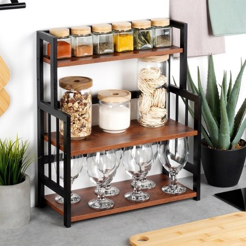 Vilde Regał Półka Kuchenna 3-Poziomowa Drewniana Solidna VILDE 41,5x18,5x50 cm