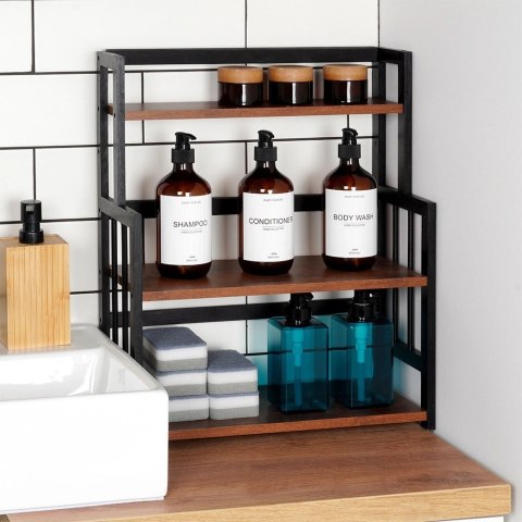 Vilde Regał Półka Kuchenna 3-Poziomowa Drewniana Solidna VILDE 41,5x18,5x50 cm