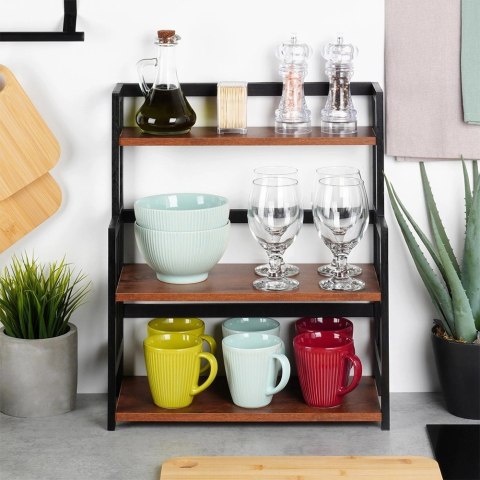 Vilde Regał Półka Kuchenna 3-Poziomowa Drewniana Solidna VILDE 41,5x18,5x50 cm