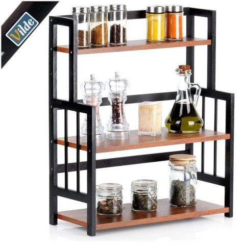 Vilde Regał Półka Kuchenna 3-Poziomowa Drewniana Solidna VILDE 41,5x18,5x50 cm