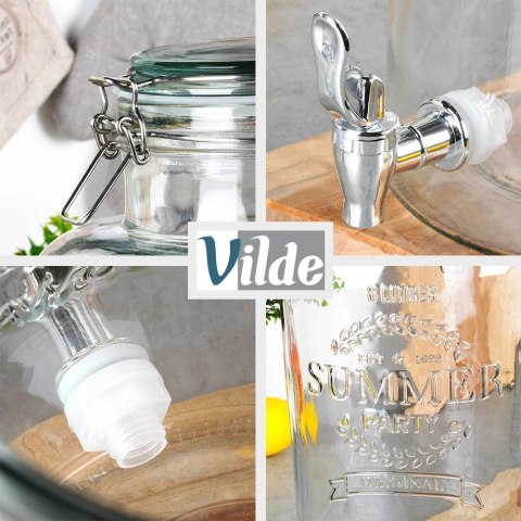 Vilde Słój Dozownik Dyspenser do Napojów z Kranikiem Pokrywką Szklany VILDE 8 L