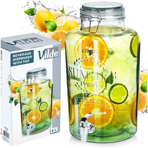 Vilde Słój Dozownik Dyspenser do Napojów z Kranikiem Pokrywką Szklany VILDE 8 L