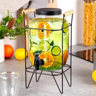 Vilde Słój Dozownik do Napojów z Kranikiem Czarnym Stojakiem Szklany VILDE 4,2 L