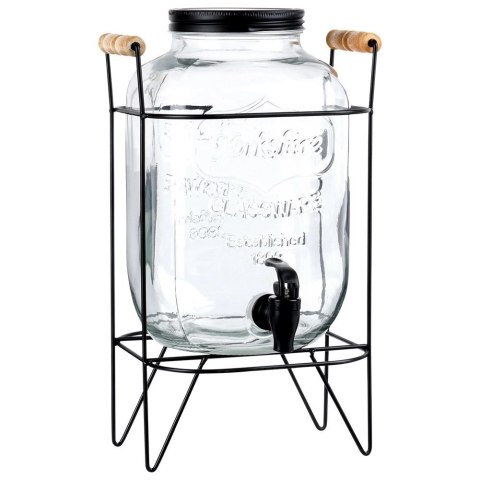 Vilde Słój Dozownik do Napojów z Kranikiem Czarnym Stojakiem Szklany VILDE 5,5 L
