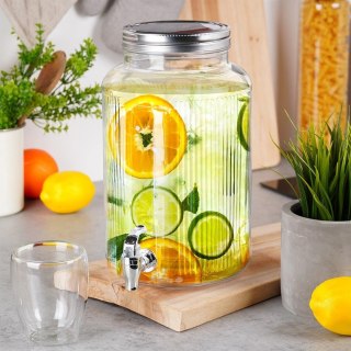 Vilde Słój Dozownik do Napojów z Kranikiem Srebrnym Stojakiem Szklany VILDE 6,2 L