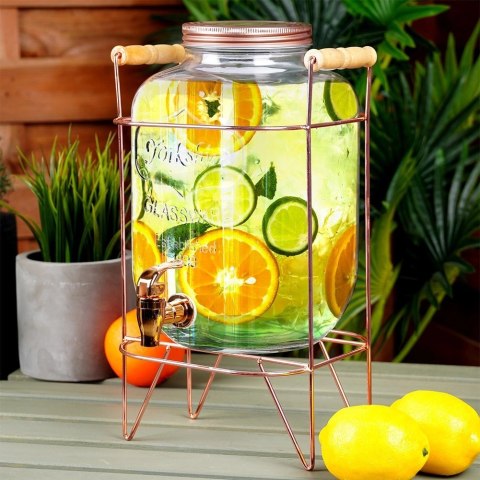 Vilde Słój Dozownik do Napojów z Kranikiem Złotym Stojakiem Szklany VILDE 5,5 L