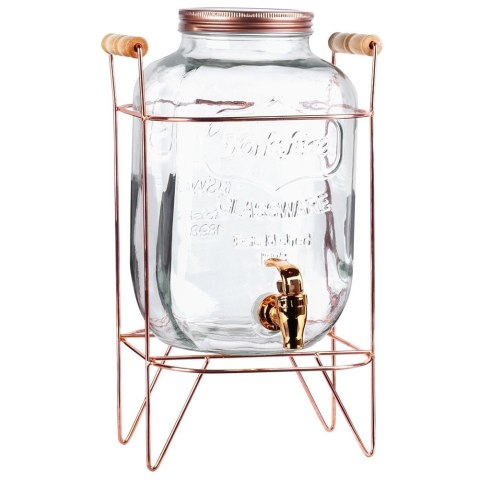 Vilde Słój Dozownik do Napojów z Kranikiem Złotym Stojakiem Szklany VILDE 5,5 L