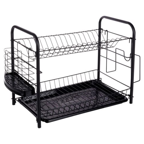 Vilde Suszarka na Naczynia 2-Poziomowa Czarna Pojemna VILDE 51,5 x 24,5 x 33 cm