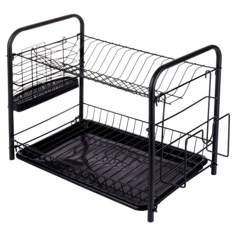 Vilde Suszarka na Naczynia 2-Poziomowa Czarna Pojemna VILDE 51,5 x 24,5 x 33 cm