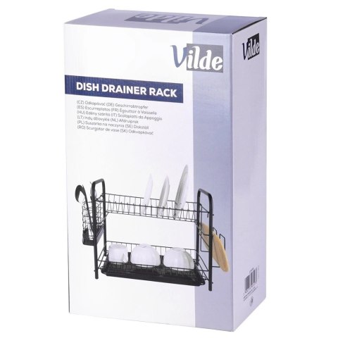 Vilde Suszarka na Naczynia 2-Poziomowa Czarna Pojemna VILDE 51,5 x 24,5 x 33 cm