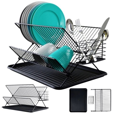 Vilde Suszarka na Naczynia Ociekacz do Naczyń Czarna VILDE 45 x 32 x 25,5 cm