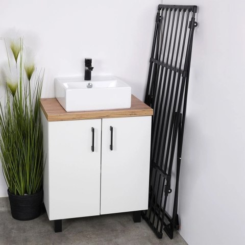 Vilde Suszarka na Pranie Metalowa Czarna Rozsuwana z Kółkami Składana XXL 110-189 cm