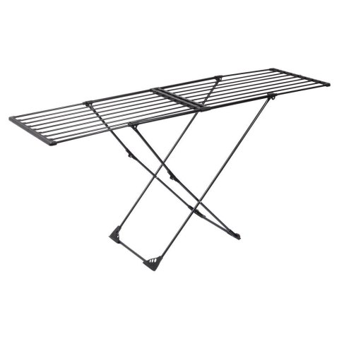 Vilde Suszarka na Pranie Metalowa Czarna Rozsuwana z Kółkami Składana XXL 110-189 cm