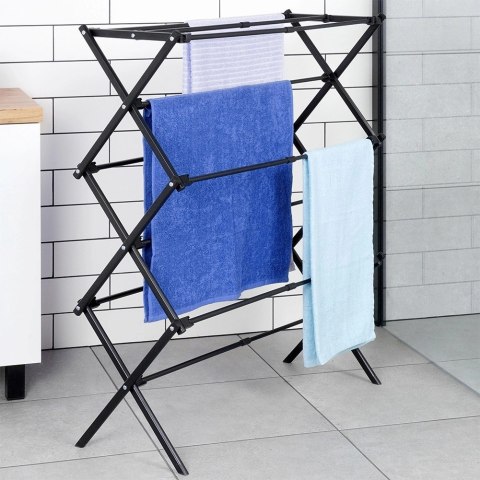 Vilde Suszarka na Pranie Ubrania Metalowa Czarna Pionowa Solidna ORION 47-78x94cm