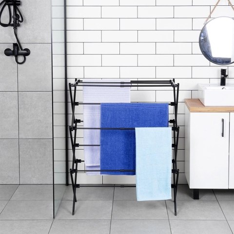 Vilde Suszarka na Pranie Ubrania Metalowa Czarna Pionowa Solidna ORION 47-78x94cm