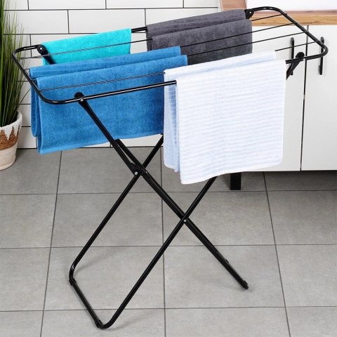 Vilde Suszarka na Pranie Ubrania Składana Metalowa Czarna VILDE 93 x 43 x 88 cm