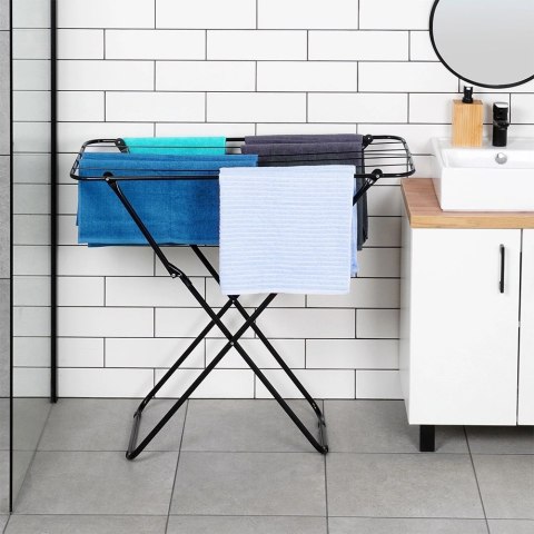 Vilde Suszarka na Pranie Ubrania Składana Metalowa Czarna VILDE 93 x 43 x 88 cm