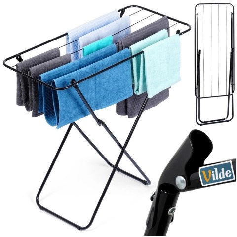 Vilde Suszarka na Pranie Ubrania Składana Metalowa Czarna VILDE 93 x 43 x 88 cm