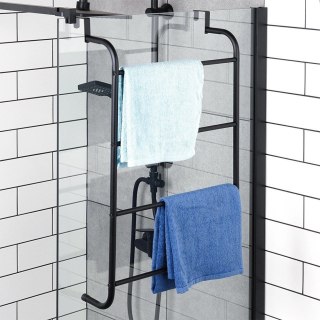 Bathroom Solutions Wieszak na Ręczniki Metalowy Czarny Naścienny BATHROOM SOLUTIONS 73x44,5 cm