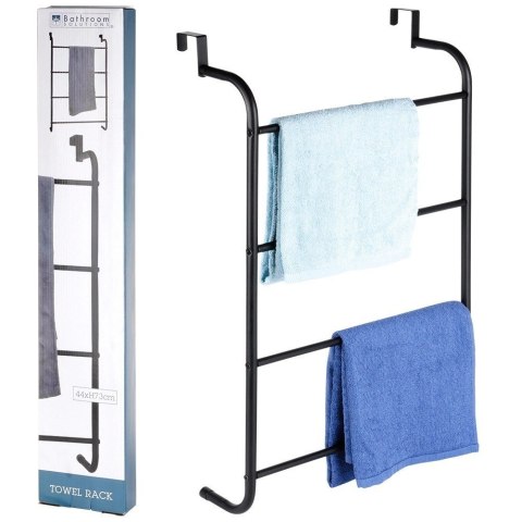 Bathroom Solutions Wieszak na Ręczniki Metalowy Czarny Naścienny BATHROOM SOLUTIONS 73x44,5 cm