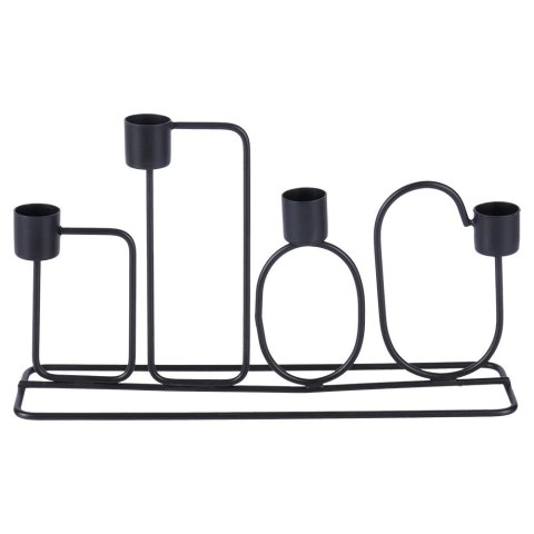 Home Styling Collection Świecznik Dekoracyjny Metalowy Czarny na 4 Świeczki ORION 27x7x16 cm