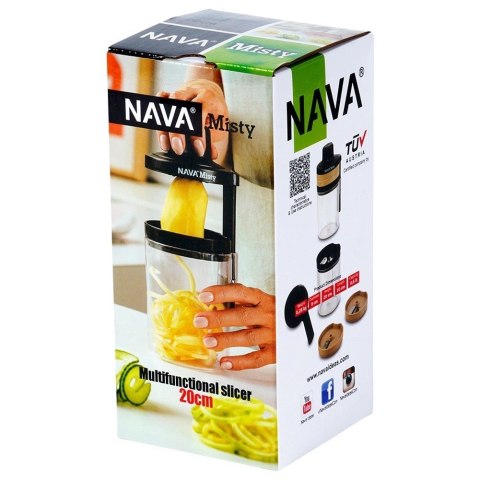 NAVA Szatkownica do Warzyw Owoców z Pojemnikiem Spiralna 3w1 NAVA 20 cm