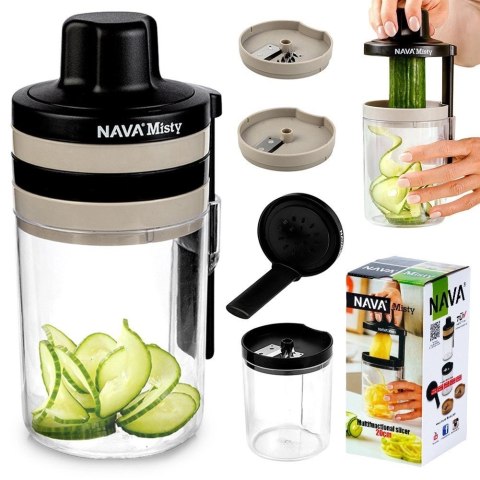 NAVA Szatkownica do Warzyw Owoców z Pojemnikiem Spiralna 3w1 NAVA 20 cm