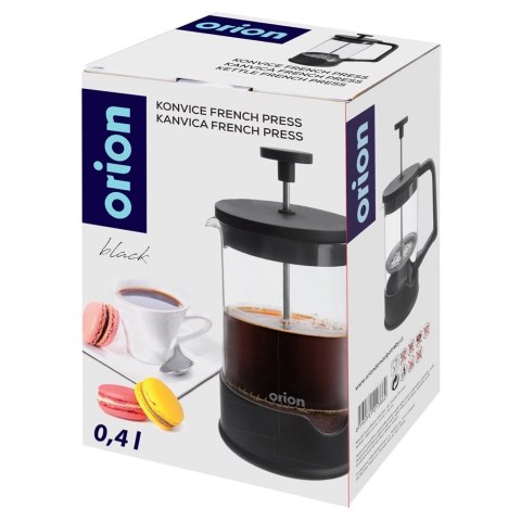 Orion Zaparzacz tłokowy do kawy i herbaty szklany BLACK 400 ml