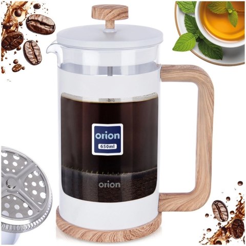 Orion Zaparzacz tłokowy do kawy i herbaty szklany WHITELINE 650 ml