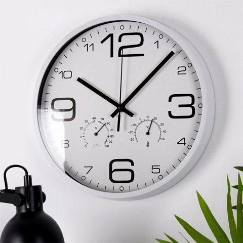 Orion Zegar Ścienny na Ścianę do Salonu Kuchni z Termometrem Biały VILDE 30 cm