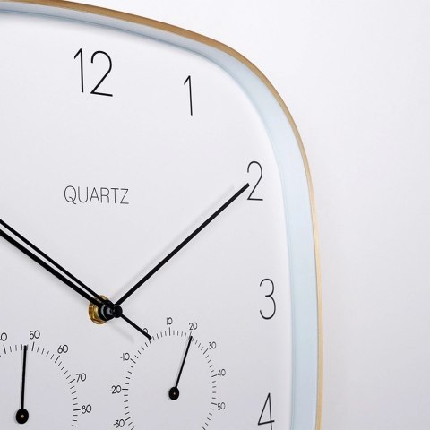 Orion Zegar Ścienny na Ścianę z Termometrem Higrometrem Biały Złoty VILDE 28,5 cm