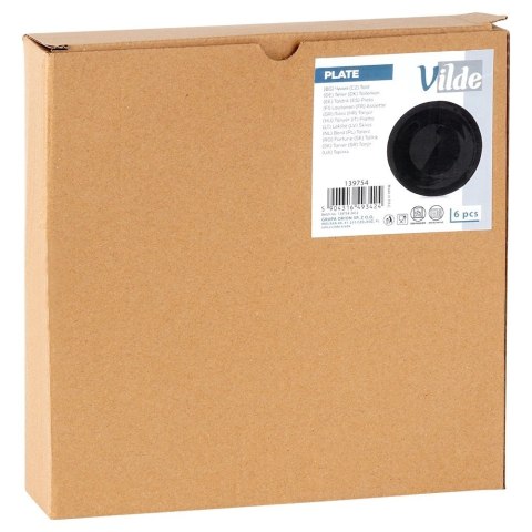Vilde Talerze obiadowe płytkie szklane czarne 25,5 cm 6 szt.