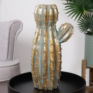 Vilde Wazon na Kwiaty Złoty Kaktus Ozdobny Dekoracyjny VILDE 41,5 cm